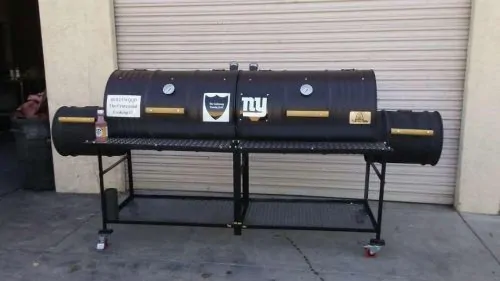 Double Barrel Custom BBQ Grill with Double Firebox