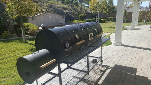 Double Barrel Custom BBQ Grill with Single Smoke Box