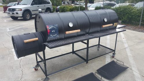 Double Barrel Custom BBQ Grill with Single Smoke Box