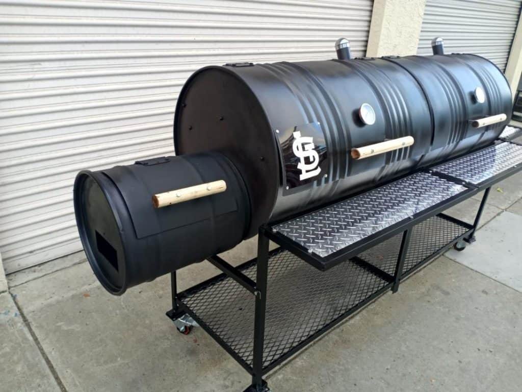 Double Barrel Custom BBQ Grill with Single Smoke Box