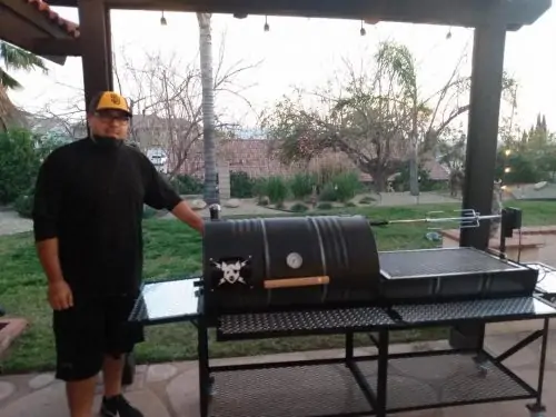 Double Barrel Custom BBQ Grill with Double Firebox