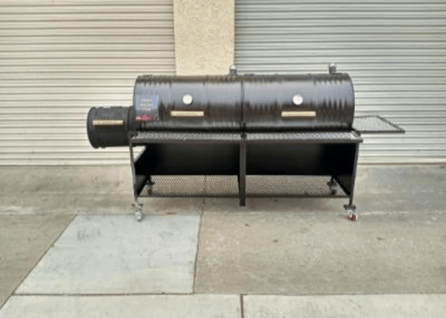 Deluxe Double Barrel Grill with Single Smoke Box and Side Wall Enclosure