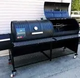 Deluxe Double Barrel Grill with Single Smoke Box and Side Wall Enclosure